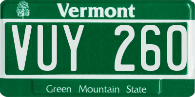 VT license plate VUY260