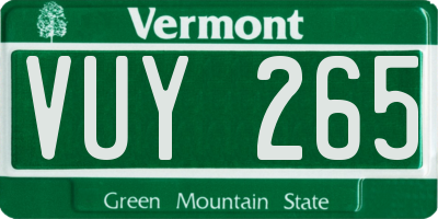 VT license plate VUY265
