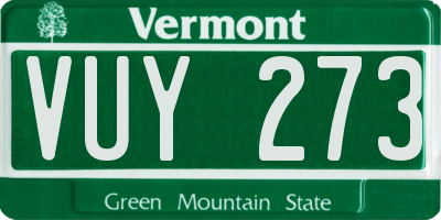 VT license plate VUY273