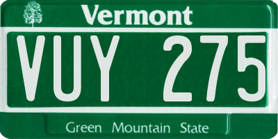VT license plate VUY275
