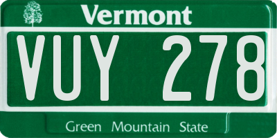 VT license plate VUY278