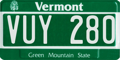 VT license plate VUY280