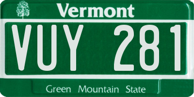 VT license plate VUY281