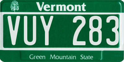 VT license plate VUY283