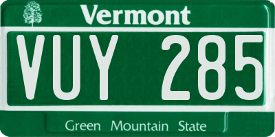 VT license plate VUY285