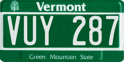 VT license plate VUY287