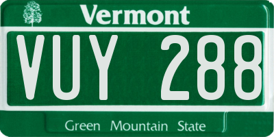 VT license plate VUY288