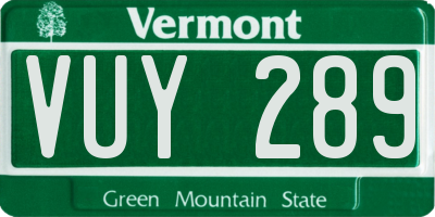 VT license plate VUY289