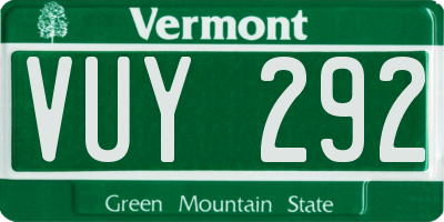 VT license plate VUY292