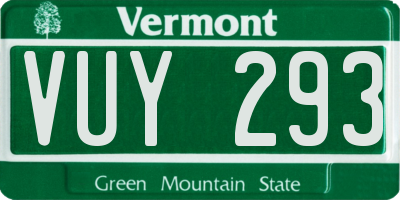 VT license plate VUY293