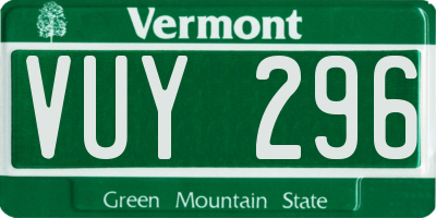 VT license plate VUY296