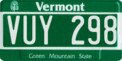 VT license plate VUY298
