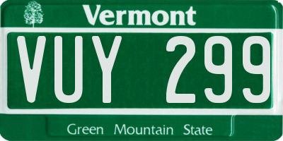 VT license plate VUY299