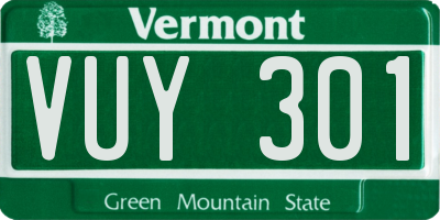 VT license plate VUY301