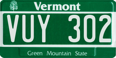 VT license plate VUY302