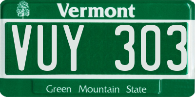 VT license plate VUY303
