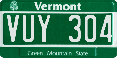 VT license plate VUY304