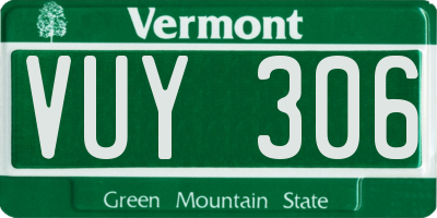 VT license plate VUY306