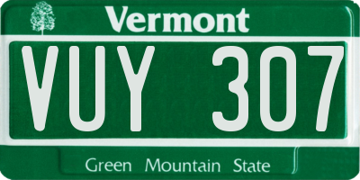 VT license plate VUY307