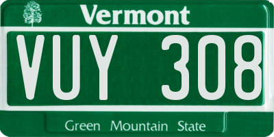 VT license plate VUY308