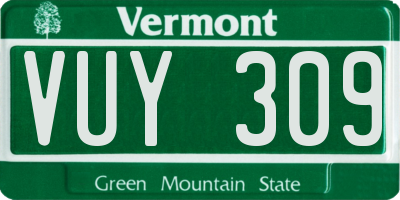 VT license plate VUY309