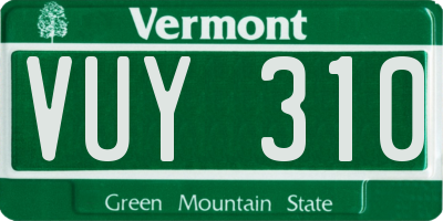 VT license plate VUY310