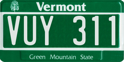 VT license plate VUY311