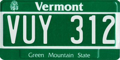 VT license plate VUY312