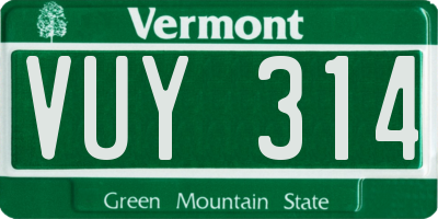 VT license plate VUY314