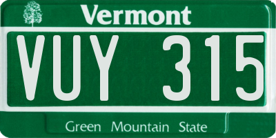 VT license plate VUY315