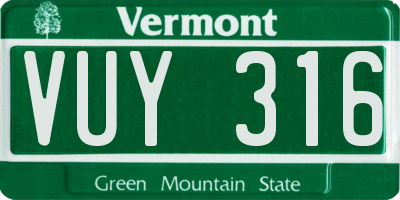 VT license plate VUY316