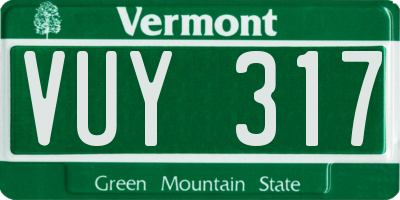 VT license plate VUY317