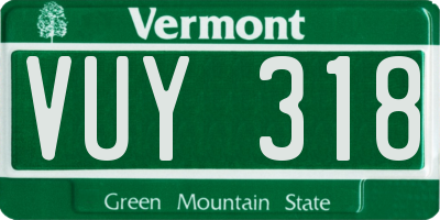 VT license plate VUY318