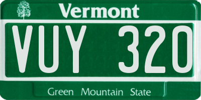 VT license plate VUY320