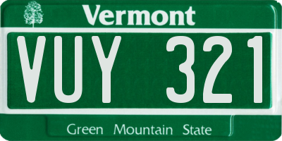VT license plate VUY321