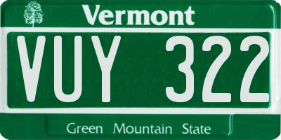 VT license plate VUY322