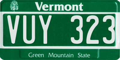 VT license plate VUY323