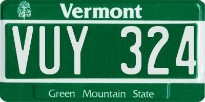 VT license plate VUY324