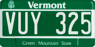 VT license plate VUY325