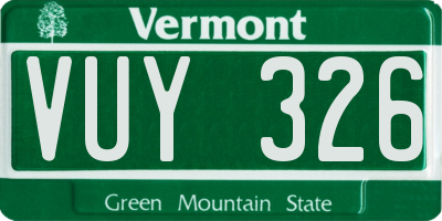 VT license plate VUY326
