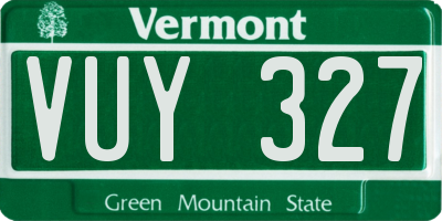 VT license plate VUY327