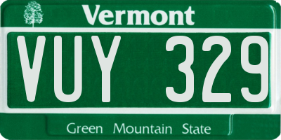 VT license plate VUY329