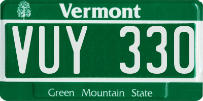 VT license plate VUY330