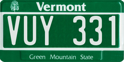 VT license plate VUY331