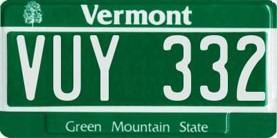 VT license plate VUY332