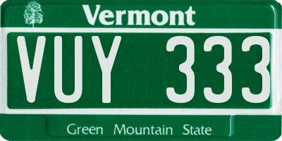 VT license plate VUY333