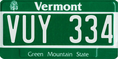 VT license plate VUY334