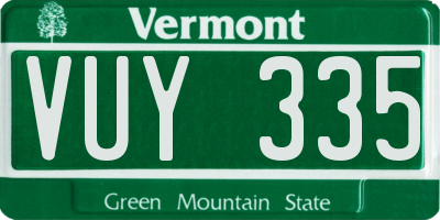 VT license plate VUY335