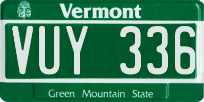 VT license plate VUY336