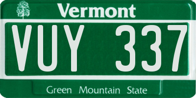 VT license plate VUY337